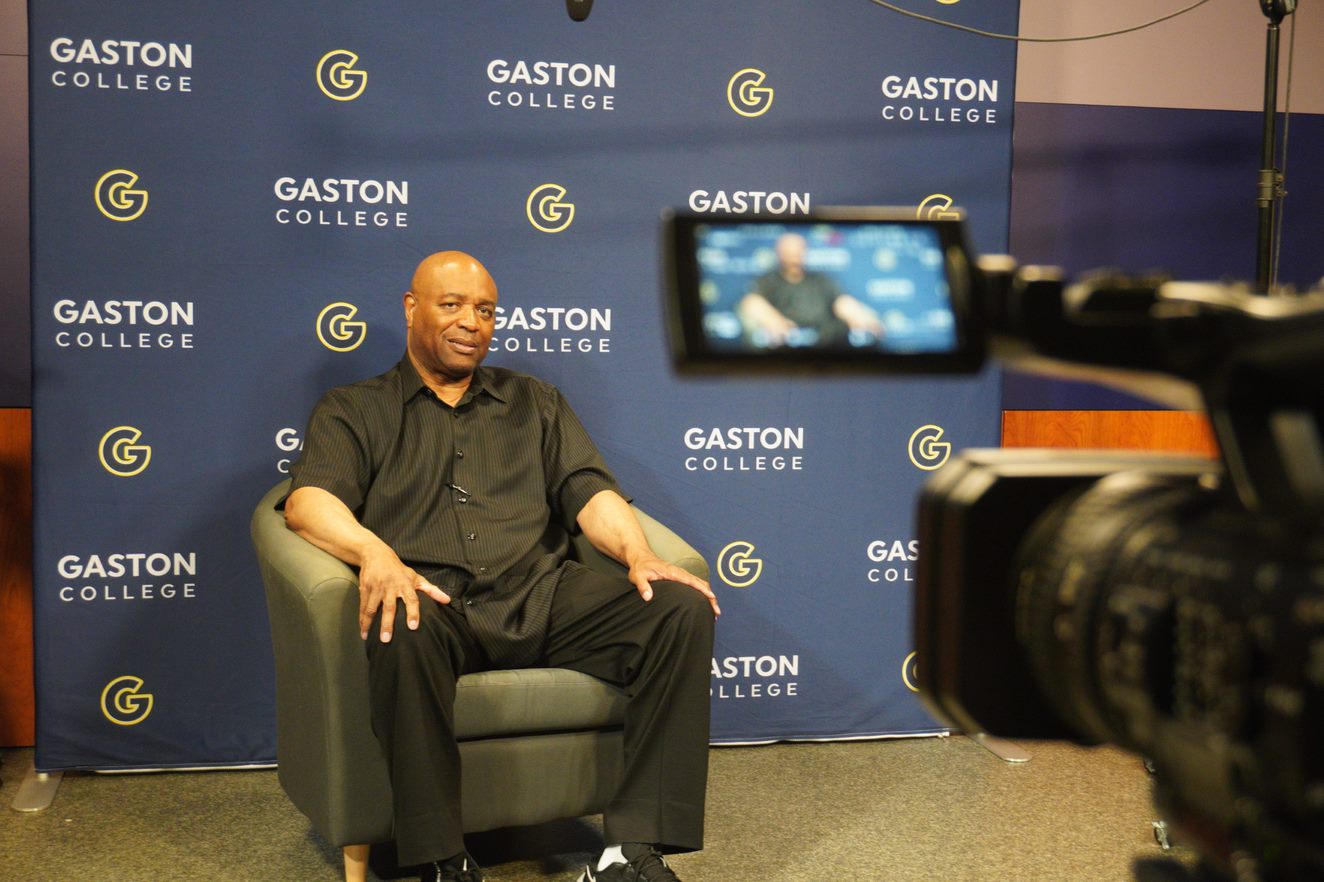 Leonard Hamilton during an interview at Gaston College on the day he was inducted in the National Junior College Athletic Association Hall of Fame in June 2023.